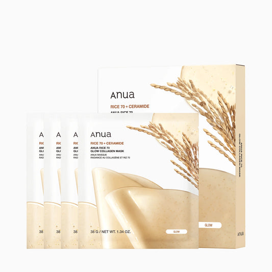ANUA Rice 70 Glow Collagen Mask (4ea)